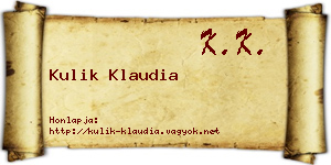 Kulik Klaudia névjegykártya